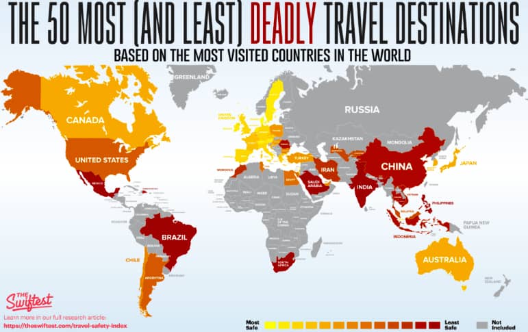 Voyage et Destination/ Classement des pays les plus dangereux pour voyager : l’ Afrique du Sud en tête du classement.