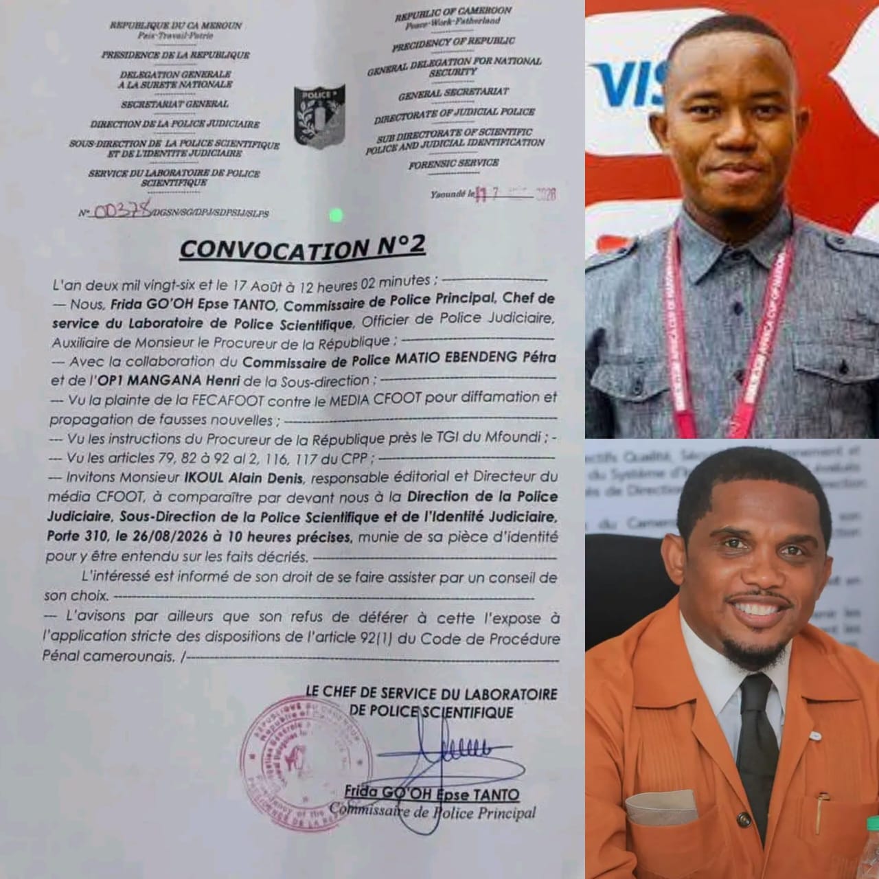 Affaire FECAFOOT-CFOOT : Alain Denis Ikoul de nouveau convoqué par la Police judiciaire de Yaoundé